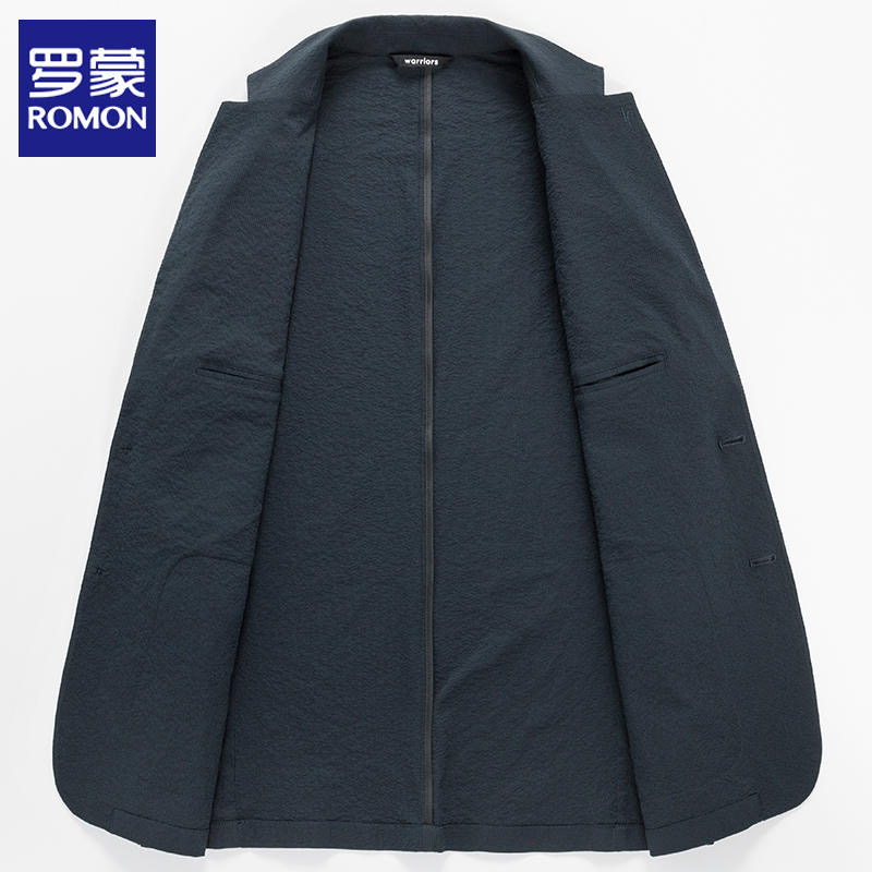 濃紺シェアサッカー生地ジャケット。薄手夏ジャケット - 画像 (2)