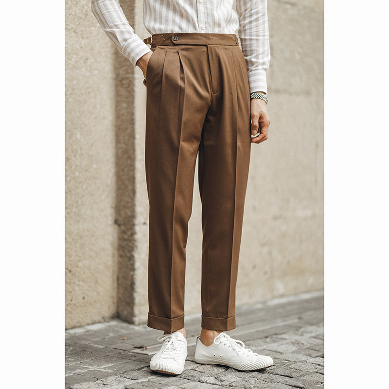 ハイウェスト・ビジネスカジュアルスラックス・テーパートラインパンツ クラシックパンツ - 画像 (3)