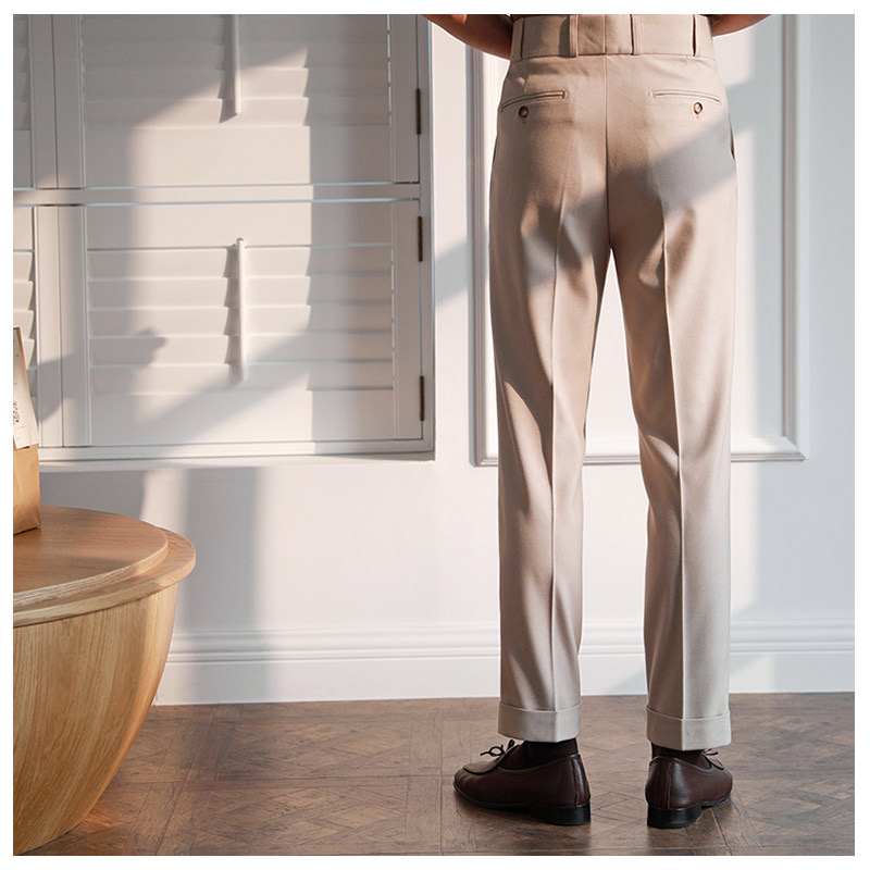 ハイウェスト・ビジネスカジュアルスラックス・テーパートラインパンツ クラシックパンツ - 画像 (2)