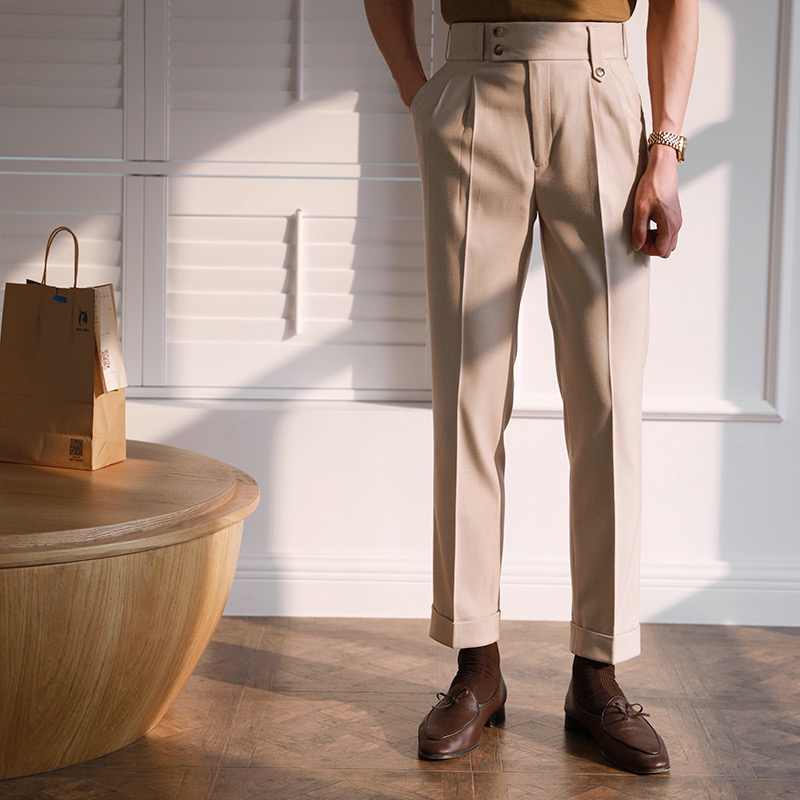 ハイウェスト・ビジネスカジュアルスラックス・テーパートラインパンツ クラシックパンツ